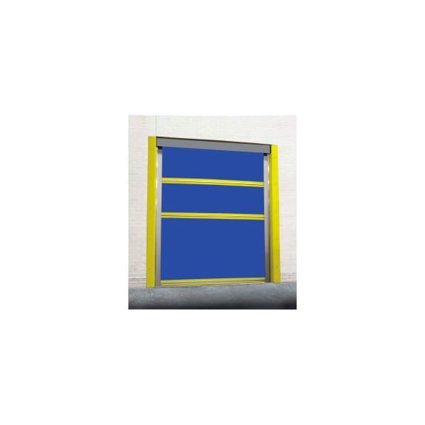 TMI Motorized Roll-Up Bug Dock Door with PVC Coated Blue Vinyl Panels 10 x 10